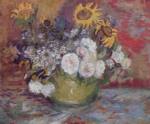 Vincent Willem van Gogh  - Peintures - Nature morte avec roses et tournesols