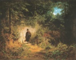 Carl Spitzweg  - Peintures - Un moine allant à la pêche 