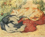 Franz Marc  - Peintures - Chats sur un tissu rouge