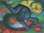 Franz Marc  - Peintures - Deux chats, bleu et jaune