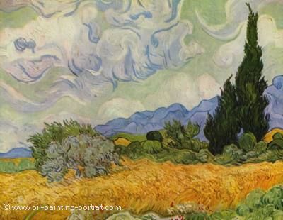 Cornfield and Cypresses