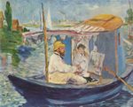Edouard Manet - paintings - Claude Monet Painting on His Studio Boat