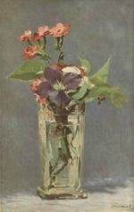 Edouard Manet - Bilder Gemälde - Clematis in einer Kristallvase