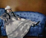 Edouard Manet - Bilder Gemälde - Portrait der Frau Manet auf blauem Sofa