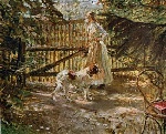 Fritz von Uhde - Bilder Gemälde - Am Gartenzaun
