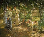 Fritz von Uhde  - Bilder Gemälde - Die Töchter des Künstlers im Garten