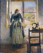 Fritz von Uhde  - Bilder Gemälde - Frau am Fenster