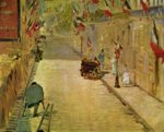 Edouard Manet  - Peintures - Rue Mosnier avec drapeaux