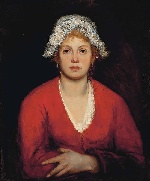 Fritz von Uhde  - Bilder Gemälde - Portrait eines Mädchens in einem roten Kleid