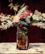 Edouard Manet  - Peintures - Nature morte, lilas et roses