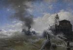 Andreas Achenbach - Bilder Gemälde - A Tug Leaving the Port of Ostend