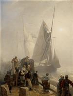 Andreas Achenbach  - Bilder Gemälde - Einlaufende Schiffe