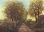 Alfred Sisley - Peintures - Allée bordée d´arbres dans une petite ville