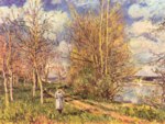Alfred Sisley - Peintures - Les petites prairies au printemps