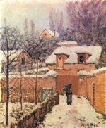 Alfred Sisley - Bilder Gemälde - Garten im Louveciennes im Schnee