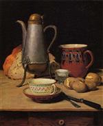 Albert Anker  - Bilder Gemälde - Kaffee und Kartoffeln