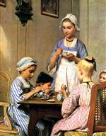 Albert Anker  - Bilder Gemälde - Kinderfrühstück
