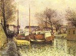 Alfred Sisley - Peintures - Barques sur le canal Saint-Martin à Paris