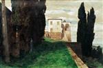 Arnold Böcklin  - Bilder Gemälde - Italienische Villa im Frühling