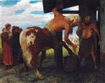 Arnold Böcklin  - Bilder Gemälde - Kentaur in der Dorfschmiede