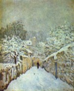 Alfred Sisley  - Peintures - Neige à Louveciennes