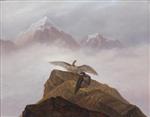 Bild:Adler, die auf einem Alpenhorn nisten