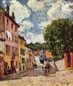 Alfred Sisley  - Peintures - Rue à Moret sur Loing