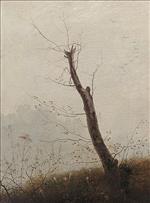 Carl Gustav Carus  - Bilder Gemälde - Kahler Baum im Herbstnebel