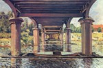 Alfred Sisley  - Peintures - Sous le pont de Hampton Court