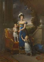 Francois Pascal Simon Gerard - Bilder Gemälde - Marie-Caroline de Bourbon with her Children in Front of the Chateau de Rosny