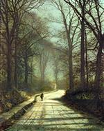 John Atkinson Grimshaw  - Bilder Gemälde - Moonlight Walk