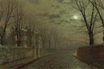 John Atkinson Grimshaw  - Bilder Gemälde - Moonlit Street Scene