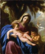 Eustache Le Sueur  - Bilder Gemälde - The Virgin and Child, with St John the Baptist