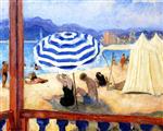 Henri Lebasque  - Bilder Gemälde - Cannes, Blue Parasol and Tents