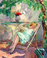 Henri Lebasque  - Bilder Gemälde - Girl Seated in the Garden