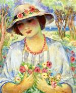 Henri Lebasque  - Bilder Gemälde - Girl with Flowered Hat