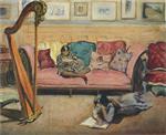 Henri Lebasque  - Bilder Gemälde - Interior with Harp