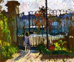 Henri Lebasque  - Bilder Gemälde - Lagny, Nono at the Garden Gate