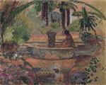 Henri Lebasque  - Bilder Gemälde - Marthe and Pierre at a fountain in Saint Maxime