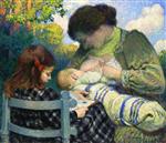 Henri Lebasque  - Bilder Gemälde - Motherhood, Madame Lebasque and Her Children