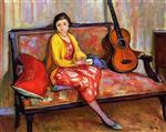 Henri Lebasque  - Bilder Gemälde - Nono and a guitar