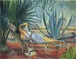 Henri Lebasque  - Bilder Gemälde - Saint-Tropez, Marthe Asleep in a Chaise Lounge