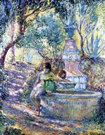 Henri Lebasque  - Bilder Gemälde - Saint-Tropez, Two Girls at the Fountain