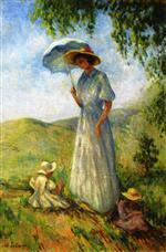 Henri Lebasque  - Bilder Gemälde - Saint-Tropez, Woman and Children in the Sun