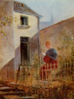 Carl Spitzweg - Peintures - Dans le jardin de la maison
