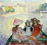 Henri Lebasque  - Bilder Gemälde - Three Girls in a boat