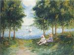 Henri Lebasque  - Bilder Gemälde - Two Young girls by the river Eau
