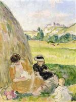 Henri Lebasque  - Bilder Gemälde - Woman and Children in the Countryside
