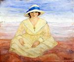 Bild:Woman Seated on the Beach