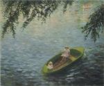 Bild:Young girls in a boat on the Marne